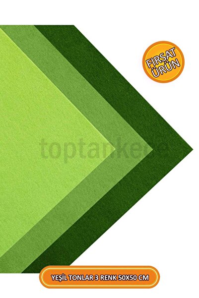 garaccu Yeşil Tonlar Kalın Keçe - 3 Renk - 50x50 Cm ( Fıstık Yeşili, Yaprak Y...