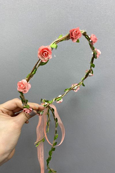 Hayalperest boncuk Salmon Paper Bridesmaid Crown with Rose Leaves and Gift Children's Crown