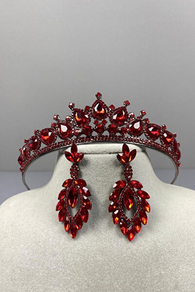 ESPEREST Coroana de henna roșie Ade și cercei subțiri cu pietre