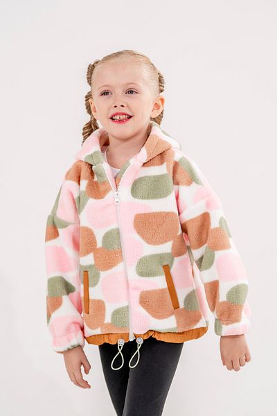 Eray Kids Fleece cu fermoar cu șireturi în talie pentru fete cu modele mixte multicolore