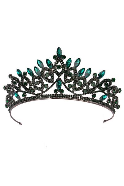 Hayalperest boncuk Cristal Stone Bridal Queen Crown Coroana Printesa Stralucitoare Coroana Nunta Mireasa Verde