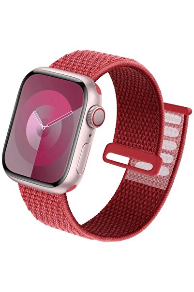 Alstrap Apple Watch 5 6 7 8 9 10 Uyumlu 44 45 46 49mm Kumaş Hasır Cırtlı Kordon