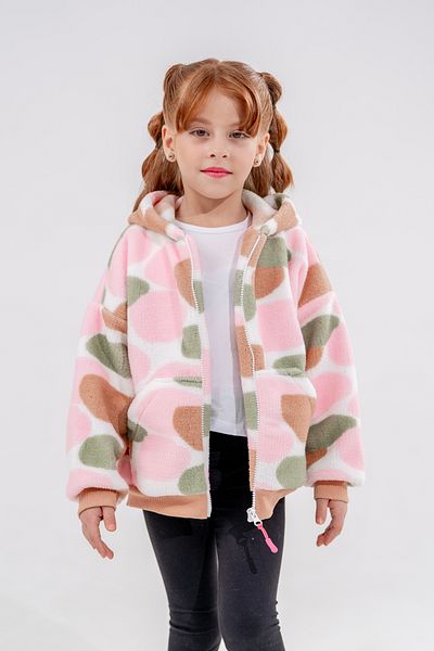 Eray Kids Multicolored Girl's Zippered Ribbed College Coat