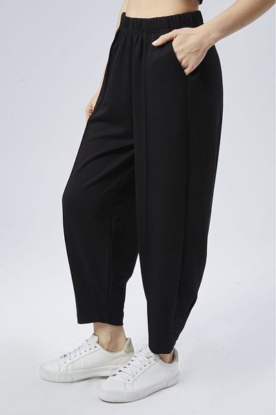 soBasic Pantaloni de sport Shalwar Jogger modal negru cu textura moale - SIX-L