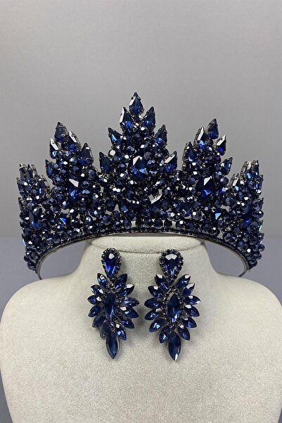 Hayalperest boncuk Set de coroană și cercei de mireasă cu mărgele de lotus al...