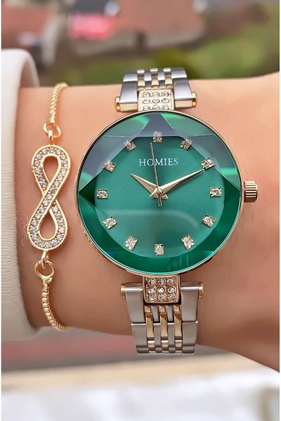 Homies New Season Waterproof 3 Atm Crystal Glass Wrist Watch and Bracelet Gift