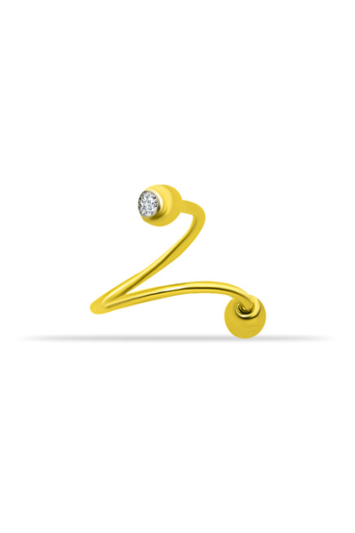 Dianora Piercing 14 Ayar Altın Taşlı Minimal Spiral Piercing