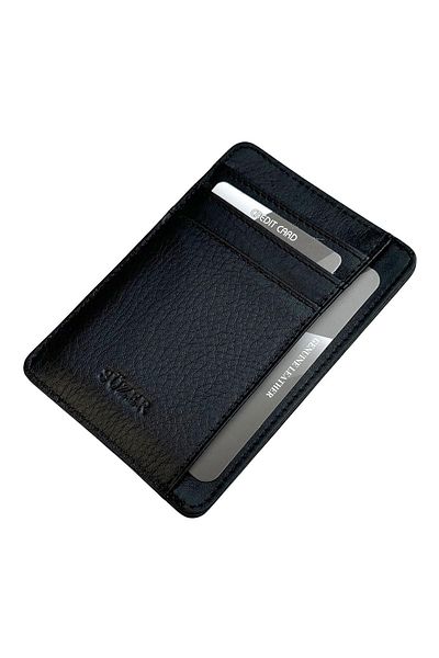 Süzer Deri 100% Genuine Real Leather Black Card Holder Portfolio