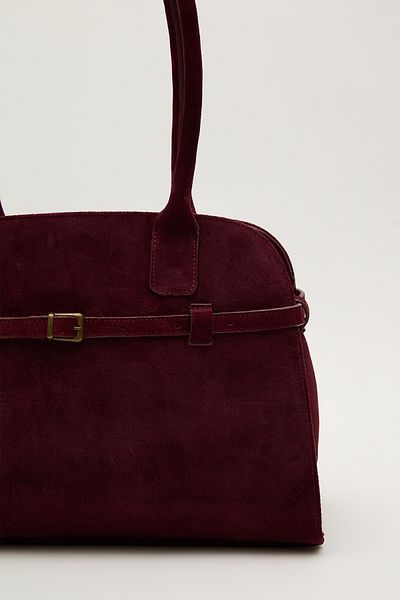 Manuka Burgunderfarbene Wildleder-Gürteltasche