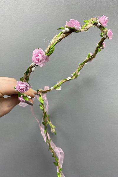 Hayalperest boncuk Pink Paper Bridesmaid Crown with Rose Leaves and Gift Children's Crown