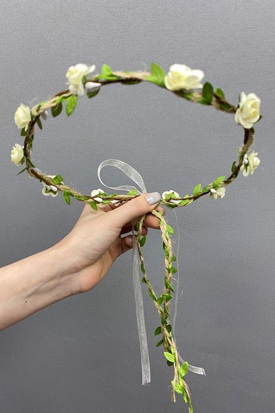 Hayalperest boncuk Paper Bridesmaid Crown with Rose and Leaves and Gift Children's Crown