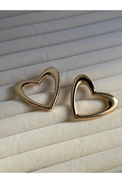 ESMECO أقراط متدلية على شكل قلب باللون الذهبي