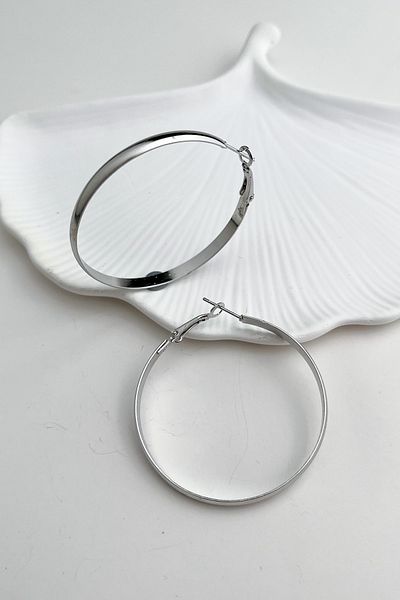 Modex Silver Color Hoop Earrings (4cm)