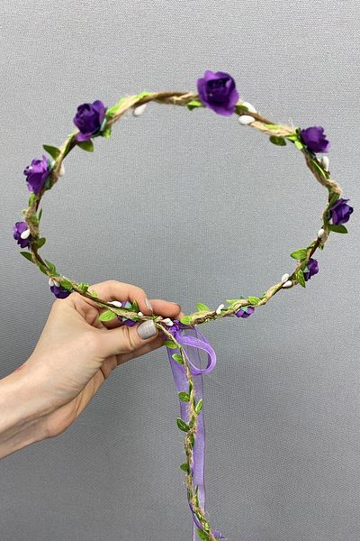 Hayalperest boncuk Purple Paper Bridesmaid Crown with Rose and Leaves and Gift Children's Crown