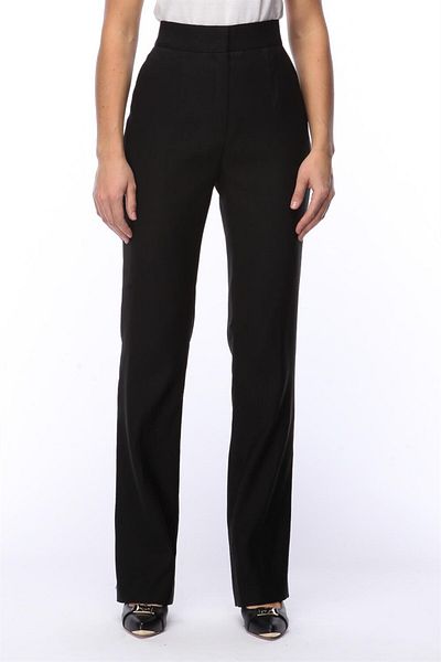 Escada High Waist Pipe Leg Black Silk Blend Pants
