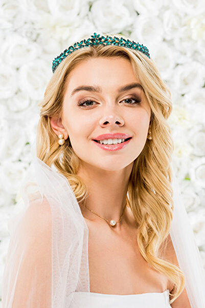 Limelia Coroană de noapte Henna de mireasă cu model de flori din piatră de cr...