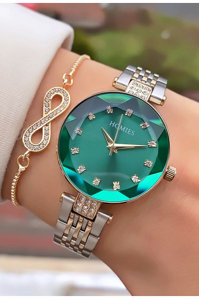 Homies New Season Waterproof 3 Atm Crystal Glass Wrist Watch and Bracelet Gift