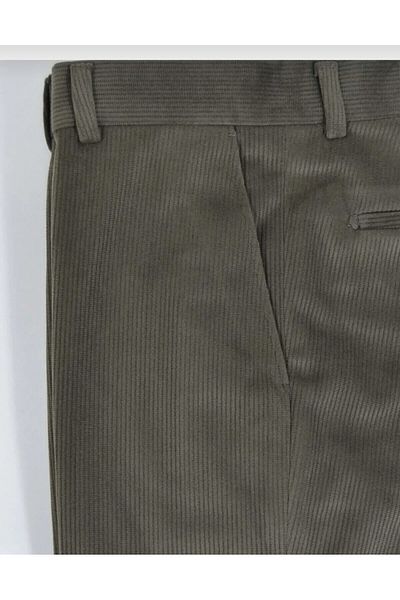 Rewoly Men's Fleece Classic Cut Water Green Velvet Trousers