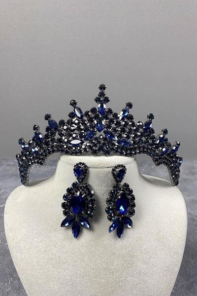 Limelia Coroană și cercei cu Henna de mireasă Tokyo Stone bleumarin
