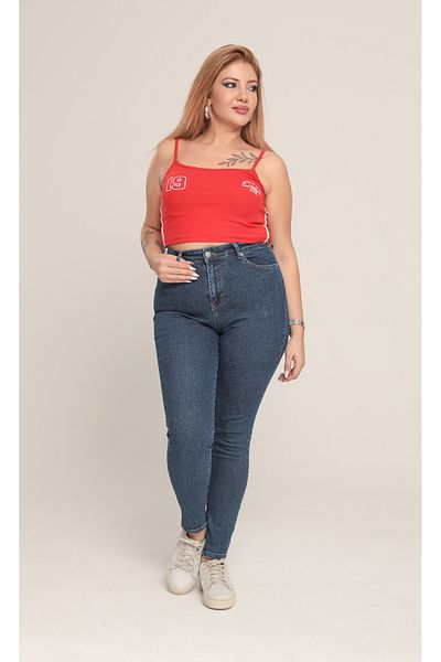 XBELLA DENİM Pantaloni de damă cu talie înaltă, albastru închis, de dimensiuni mari, skinny, cu picioare înguste, din lycra
