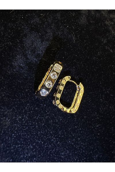 Amber Quadratiscle Stone Steel Earring