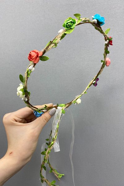 Hayalperest boncuk Paper Bridesmaid Crown with Rose and Leaves and Gift Children's Crown