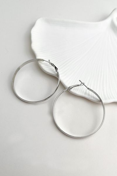 Modex Silver Color Hoop Earrings (4cm)