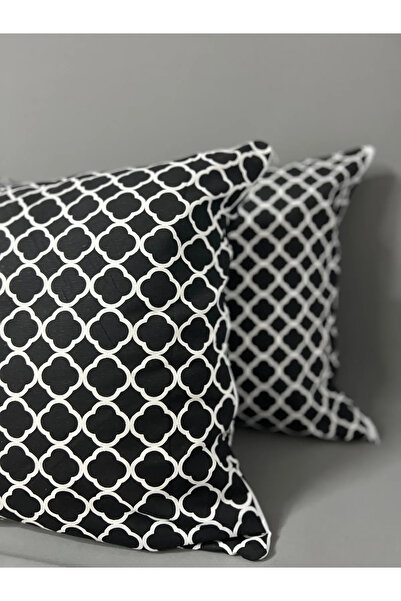 mihriban Set of 2 Black Chain Pattern Pillowcases 50X70 cm