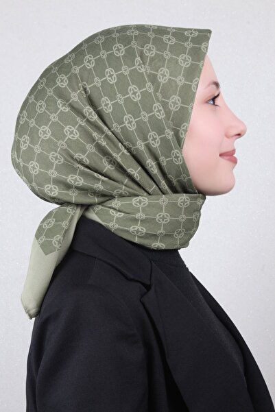 Aker Elegance Monogram Eşarp 4107-5 Haki