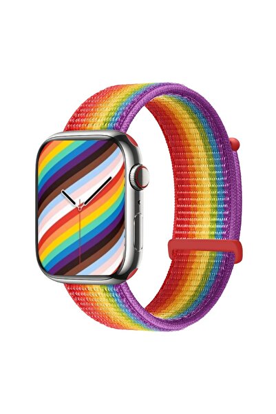 Alstrap Apple Watch 5 6 7 8 9 10 Uyumlu 44 45 46 49mm Kumaş Hasır Cırtlı Kordon