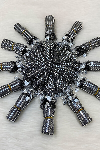 ZEYMERADE منديل حلال فضي أسود، منديل الزفاف، منديل حلال ترتر 10 قطع، خطوبة ختان الحناء الزفاف