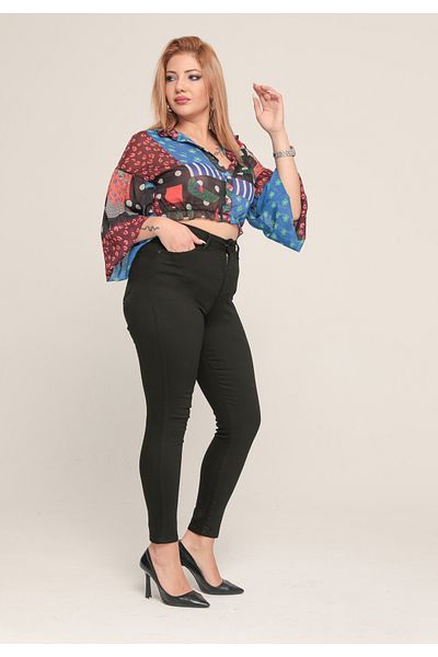 XBELLA DENİM Large Size Black Super Licra Dropper Jeans