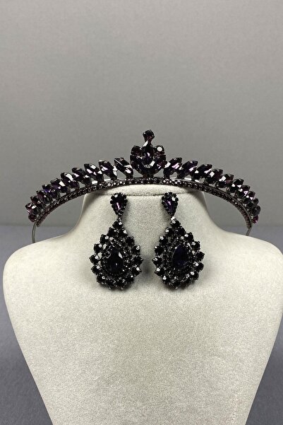 ESPEREST طقم تاج حنة للعرائس باللون الأرجواني وحجر مكوك رفيع