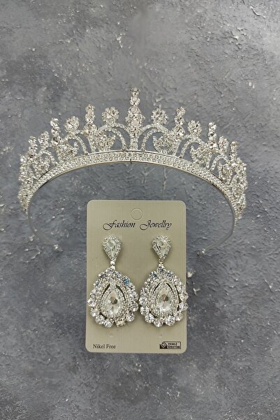 Limelia Σκουλαρίκια νυφικής κορώνας και μεταφοράς με πέτρες Hera Model