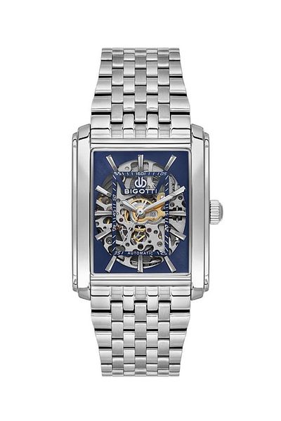 Bigotti Bg.1.10634-3 5 Atm Waterproof - Rectangular Case Automatic Mechanism Steel Cord