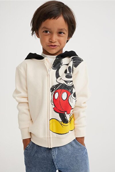 Mojo Bebek Mojo Boy Mickey Printed Hooded Cardigan 1502 Cream