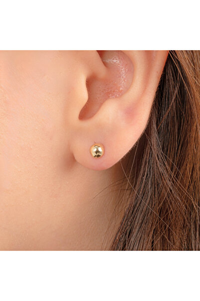 FasekGold Altın Küpe - 14 Ayar Altın Minimal Top Küpe