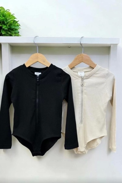 Genel Markalar Kız Çocuk Fermuar Detay Zıbınlı Bej Bluz