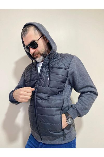 BENESSE Μπουφάν και παλτό με κουκούλα με κουκούλα με καπιτονέ μπροστά