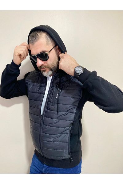 BENESSE Μπουφάν και παλτό με κουκούλα με κουκούλα με καπιτονέ μπροστά