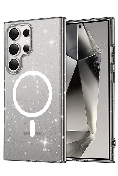 Hatreds Samsung Galaxy S24 Ultra Kılıf Magsafe Özellikli Simli Tasarımlı Sert...