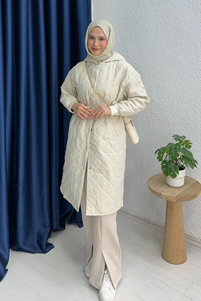 lurex moda Hooded Zippered Quilted Coat