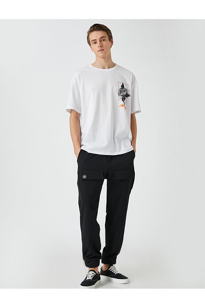 Koton Oversize T-Shirt Far East Printed Crew Neck Short Sleeve