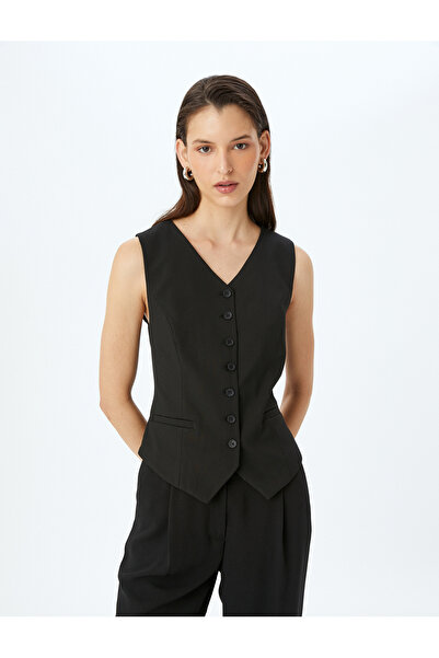 Koton Vestă blazer cu nasturi cu decolteu în V dublu