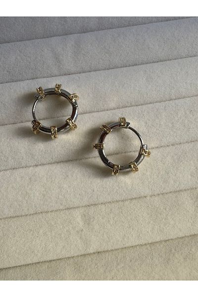 ESMECO Zircon Stone Steel Hoop Earrings