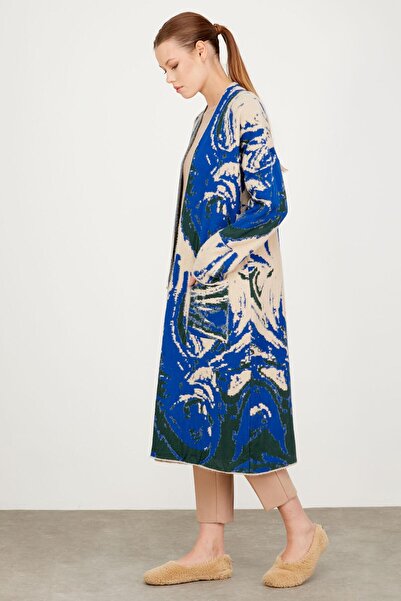 Tığ Triko DALGA DESENLİ MİNK HIRKA SAKS