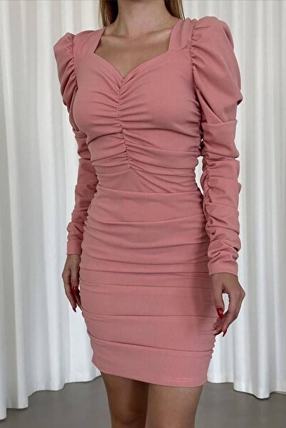 Deafox Φόρεμα με μακρυμάνικο ντραπέ με λεπτομέρεια Princess Sleeve