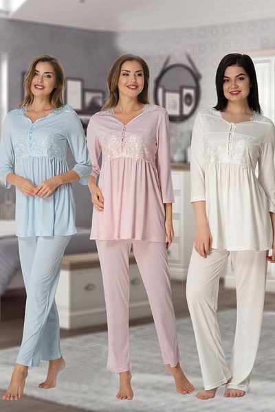 Pelin Set de pijamale de maternitate pentru femei cu mâneci lungi cu design special