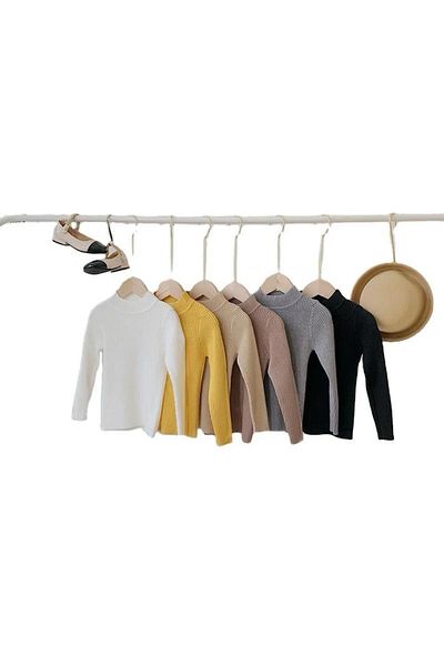 ribana Soft Cotton Ribbed Winter Children's Bodysuit - Half Turtleneck