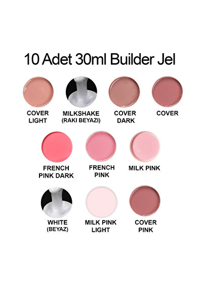 Pronsh 10 Renk 30ml Builder Jel, Protez Tırnak Jeli Seti, Protez Tırnak Seti